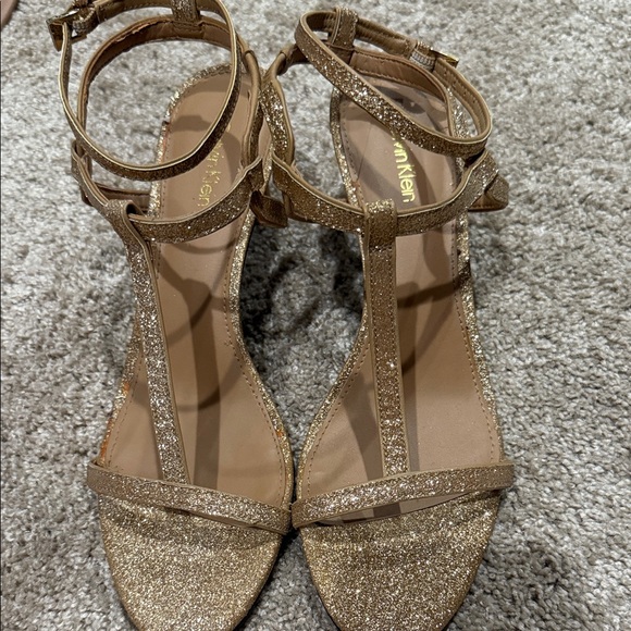 Calvin Klein Glittering Gold Sandals - Picture 1 of 5